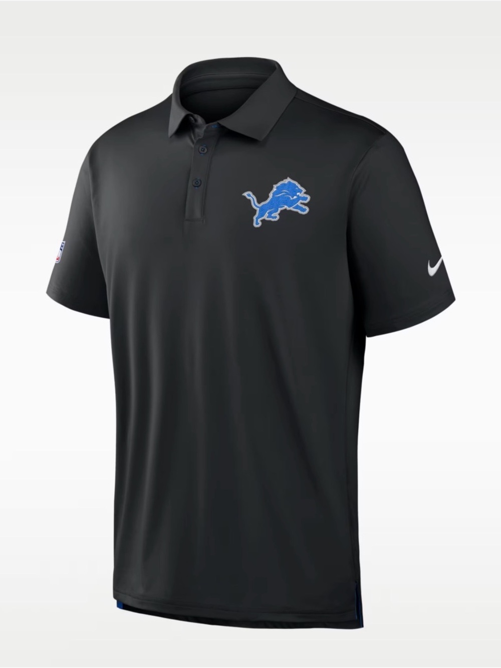 Nike Black Polo with Blue Detroit Lions Logo